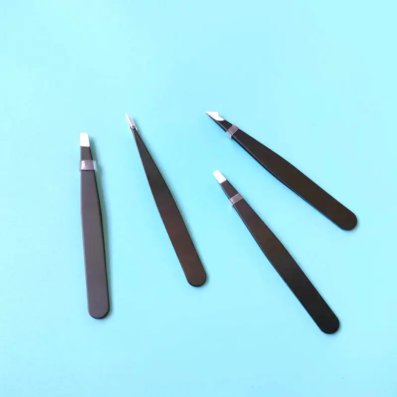 Stainless Steel Eyebrow Tweezers Black - Image 8