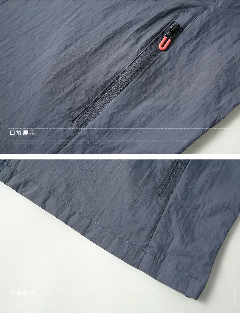 Men's Grey Hooded Sun Protection Jacket with Pocket — feature 20