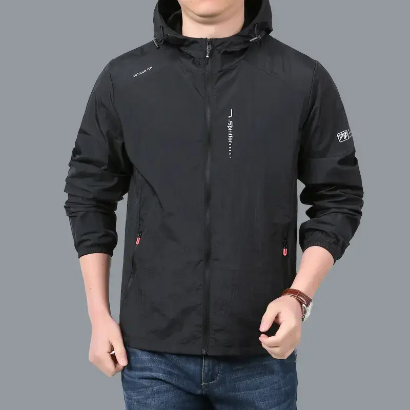 Men's Grey Hooded Sun Protection Jacket with Pocket - Image 3