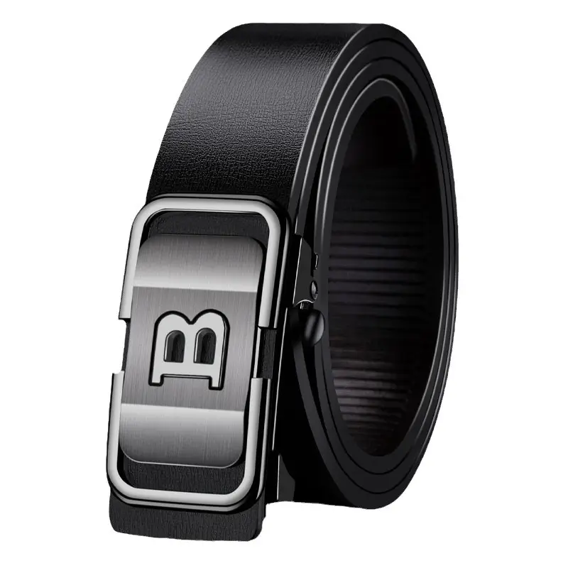 Men's Toothless Belt Black Two-Layer Cowhide - Image 44