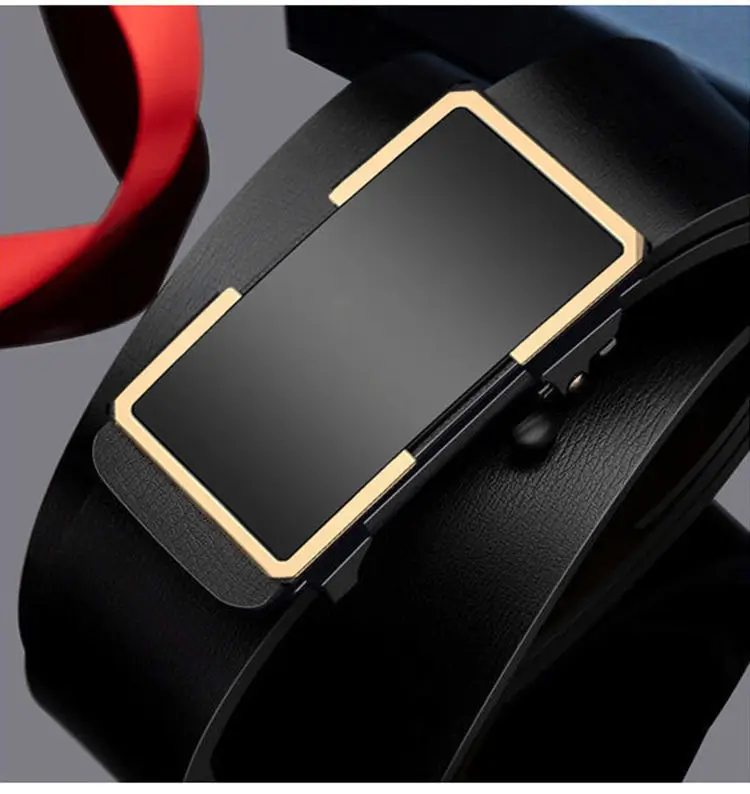 Men's Toothless Belt Black Two-Layer Cowhide β feature 15