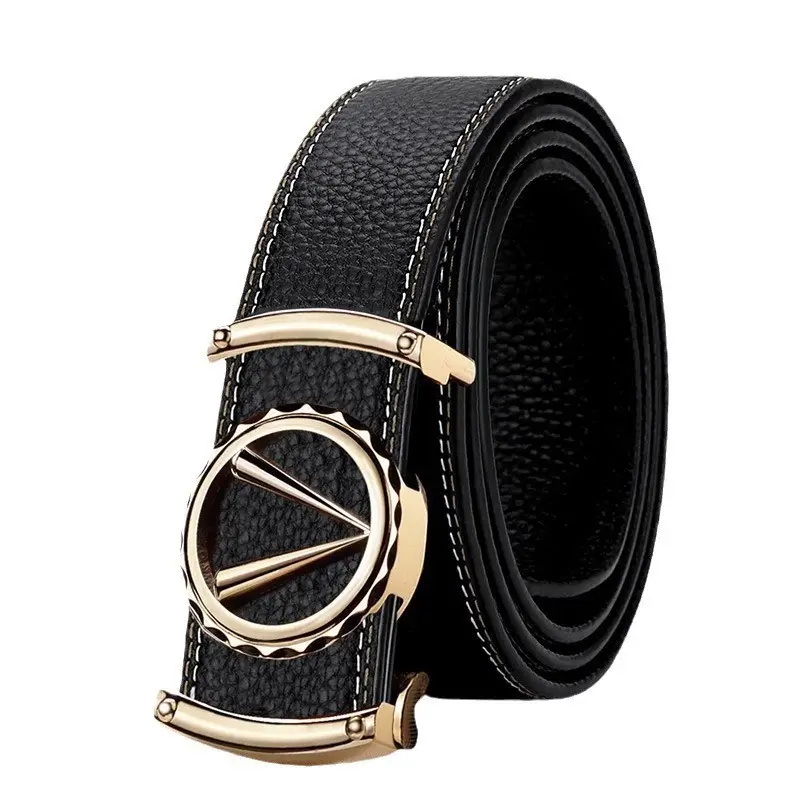 Men's Toothless Belt Black Two-Layer Cowhide β feature 19