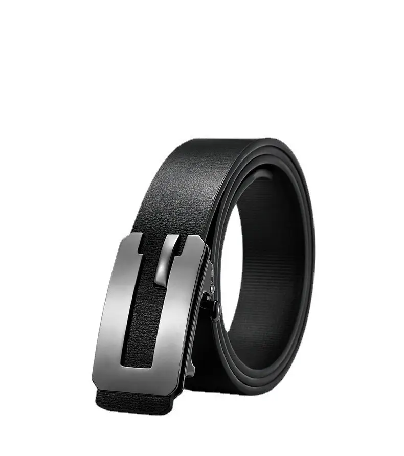 Men's Toothless Belt Black Two-Layer Cowhide β feature 25