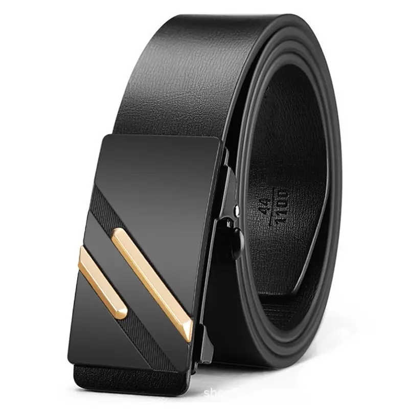 Men's Toothless Belt Black Two-Layer Cowhide - Image 11