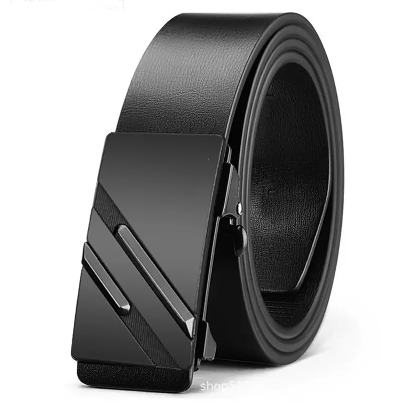 Men's Toothless Belt Black Two-Layer Cowhide - Image 12