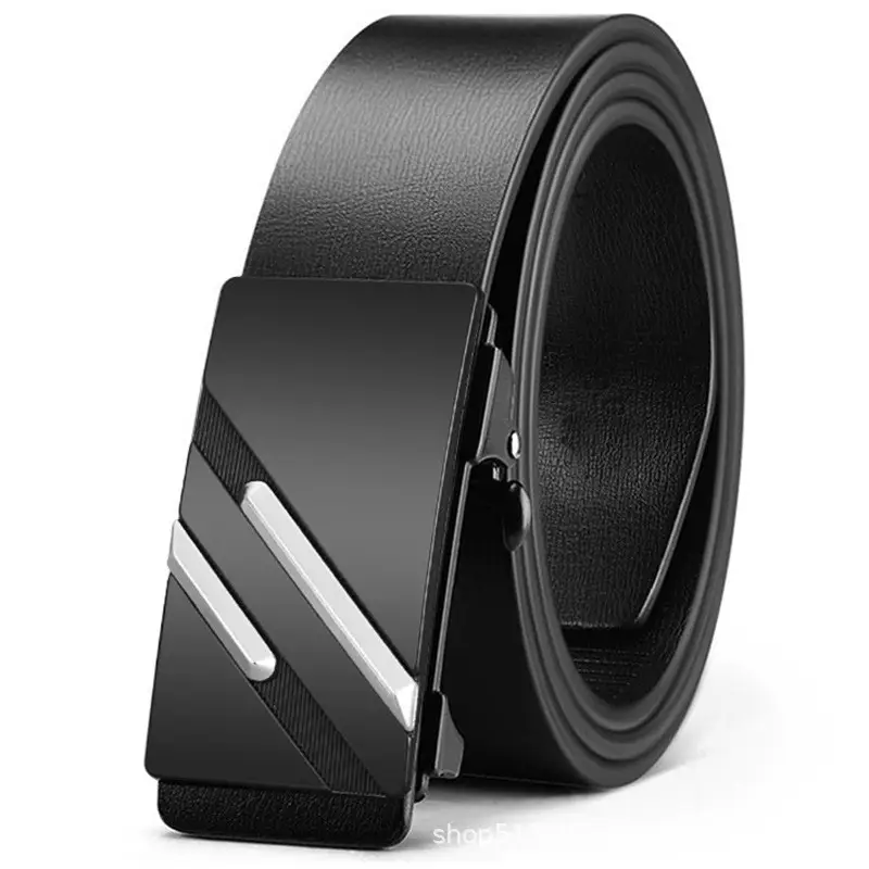 Men's Toothless Belt Black Two-Layer Cowhide - Image 13