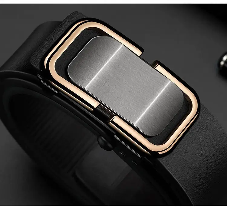 Men's Toothless Belt Black Two-Layer Cowhide - Image 14