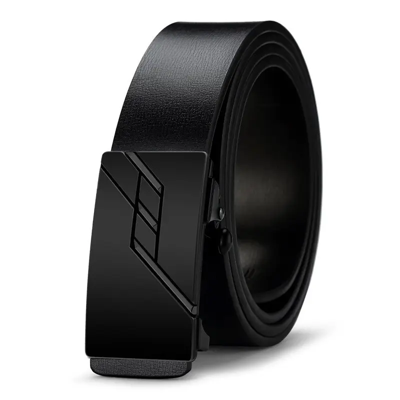 Men's Toothless Belt Black Two-Layer Cowhide - Image 19