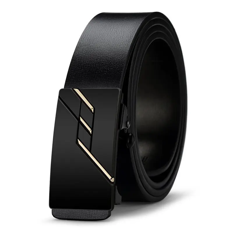 Men's Toothless Belt Black Two-Layer Cowhide - Image 20