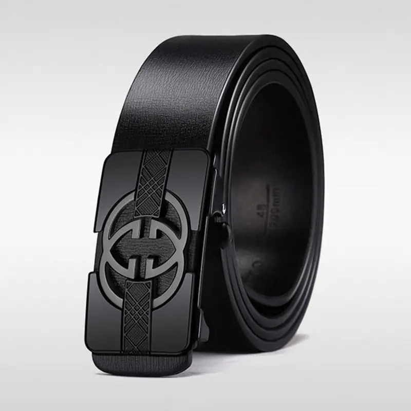 Men's Toothless Belt Black Two-Layer Cowhide - Image 22