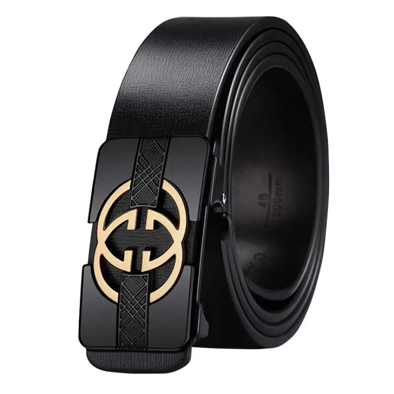 Men's Toothless Belt Black Two-Layer Cowhide - Image 23