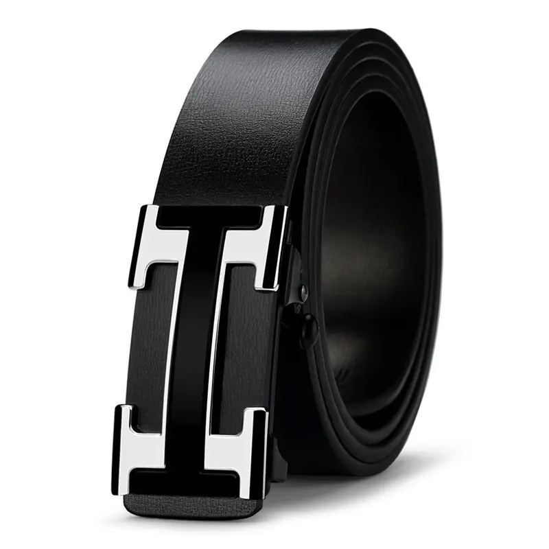 Men's Toothless Belt Black Two-Layer Cowhide - Image 26
