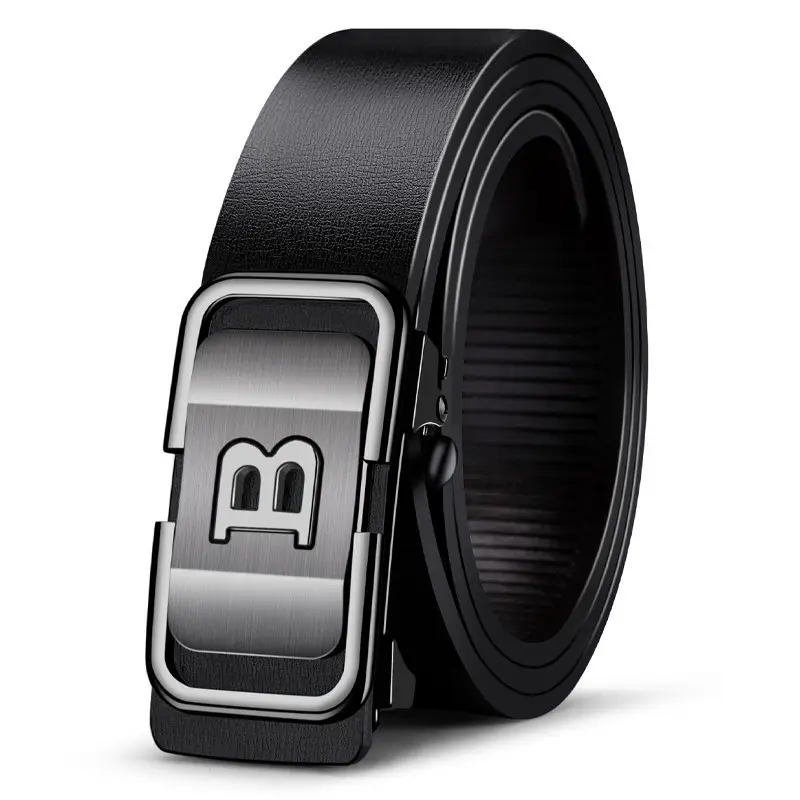 Men's Toothless Belt Black Two-Layer Cowhide - Image 28
