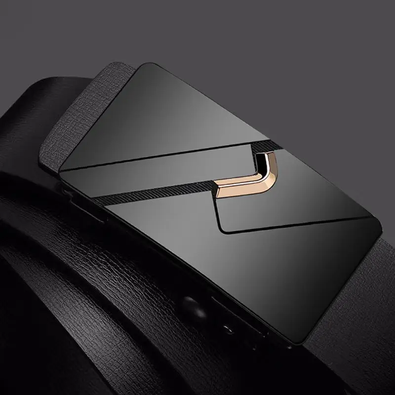 Men's Toothless Belt Black Two-Layer Cowhide - Image 30