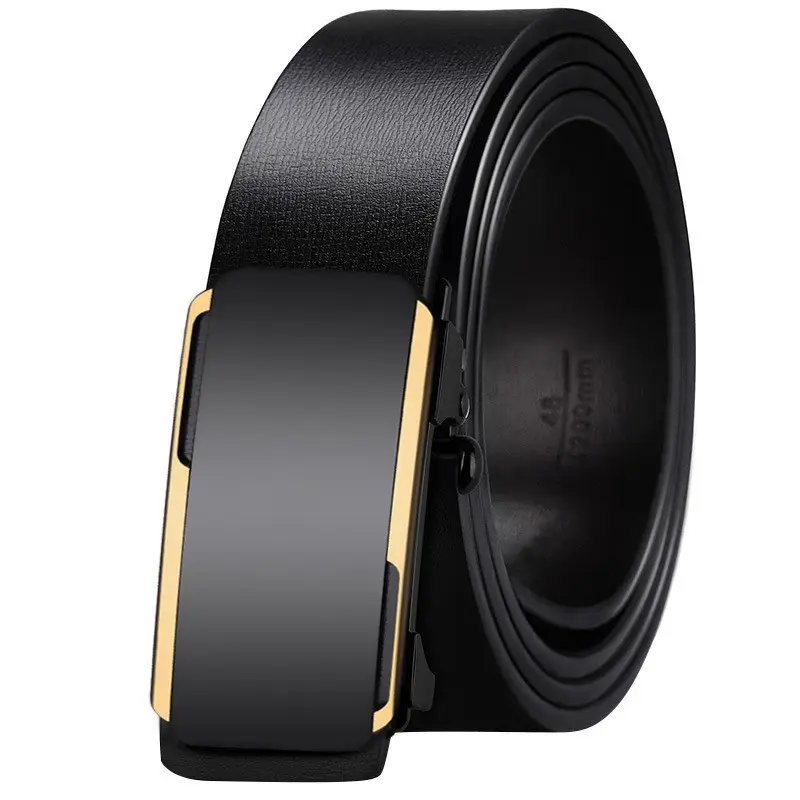 Men's Toothless Belt Black Two-Layer Cowhide - Image 36