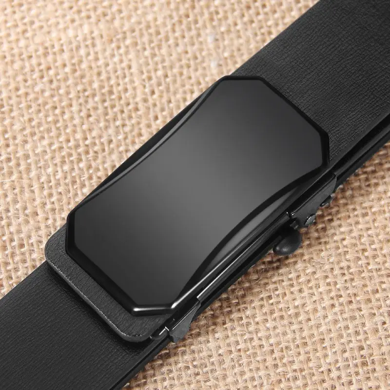Men's Toothless Belt Black Two-Layer Cowhide - Image 4