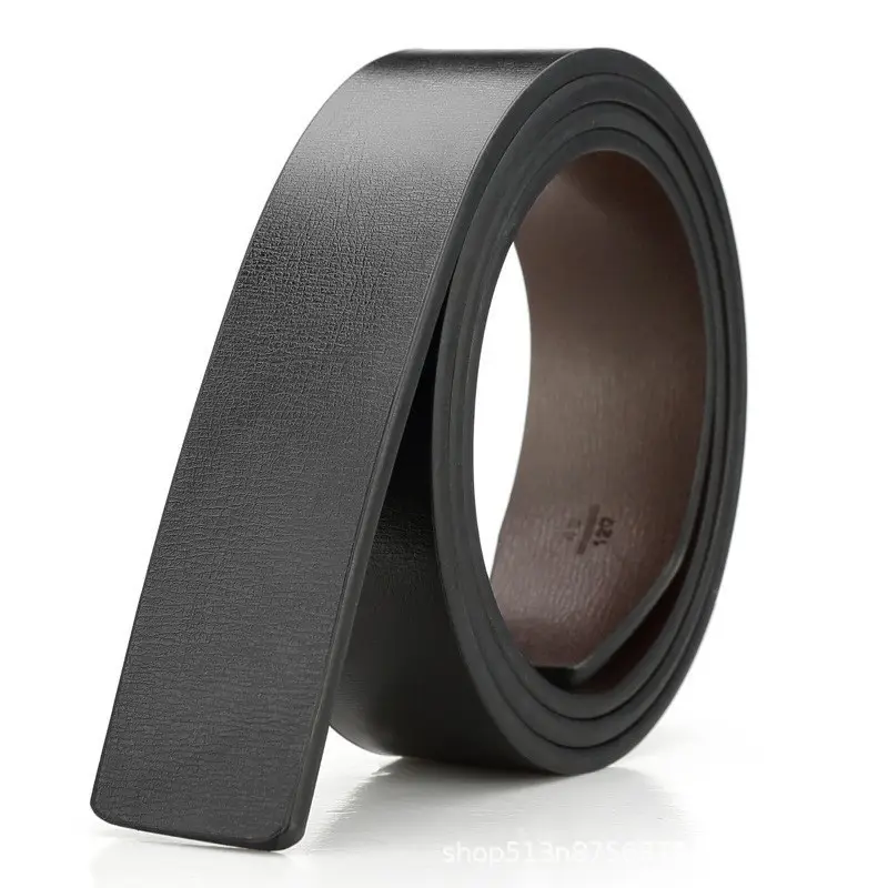 Men's Toothless Belt Black Two-Layer Cowhide - Image 39