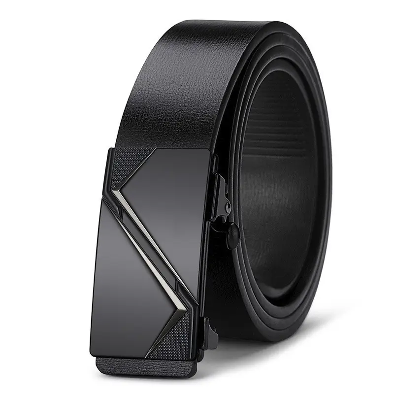 Men's Toothless Belt Black Two-Layer Cowhide - Image 9