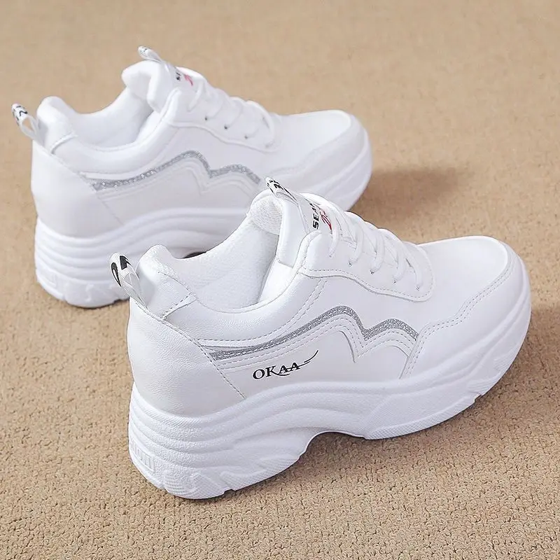 Inner Height Women's Shoes Summer All-match Torre Shoes Korean Style 2023 New Thick Bottom Leather sneaker Casual White Shoes - Image 4
