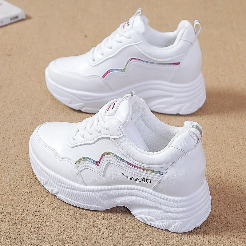 Inner Height Women's Shoes Summer All-match Torre Shoes Korean Style 2023 New Thick Bottom Leather sneaker Casual White Shoes - Image 5