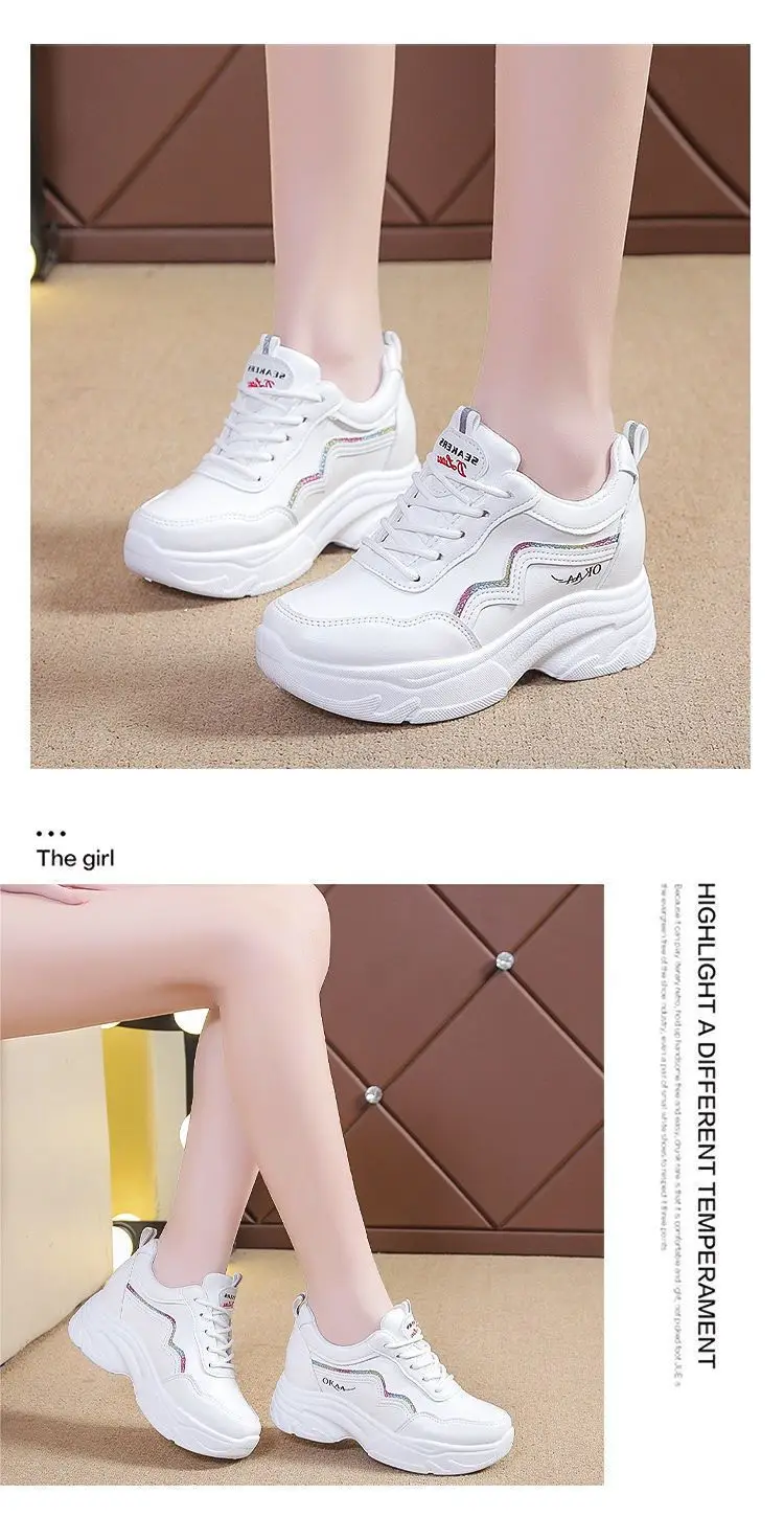 Inner Height Women's Shoes Summer All-match Torre Shoes Korean Style 2023 New Thick Bottom Leather sneaker Casual White Shoes — feature 11