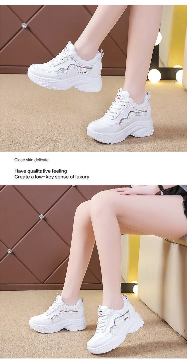 Inner Height Women's Shoes Summer All-match Torre Shoes Korean Style 2023 New Thick Bottom Leather sneaker Casual White Shoes — feature 12