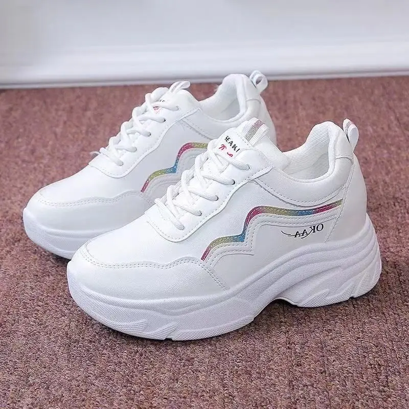 Inner Height Women's Shoes Summer All-match Torre Shoes Korean Style 2023 New Thick Bottom Leather sneaker Casual White Shoes - Image 2