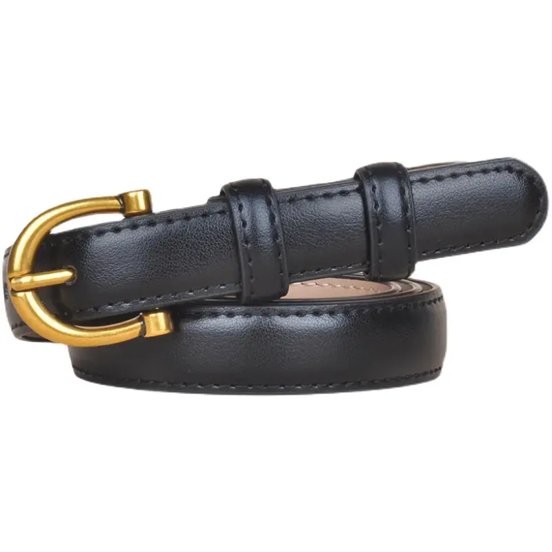 Korean Style Women's Leather Belt with Gold Buckle - Image 9