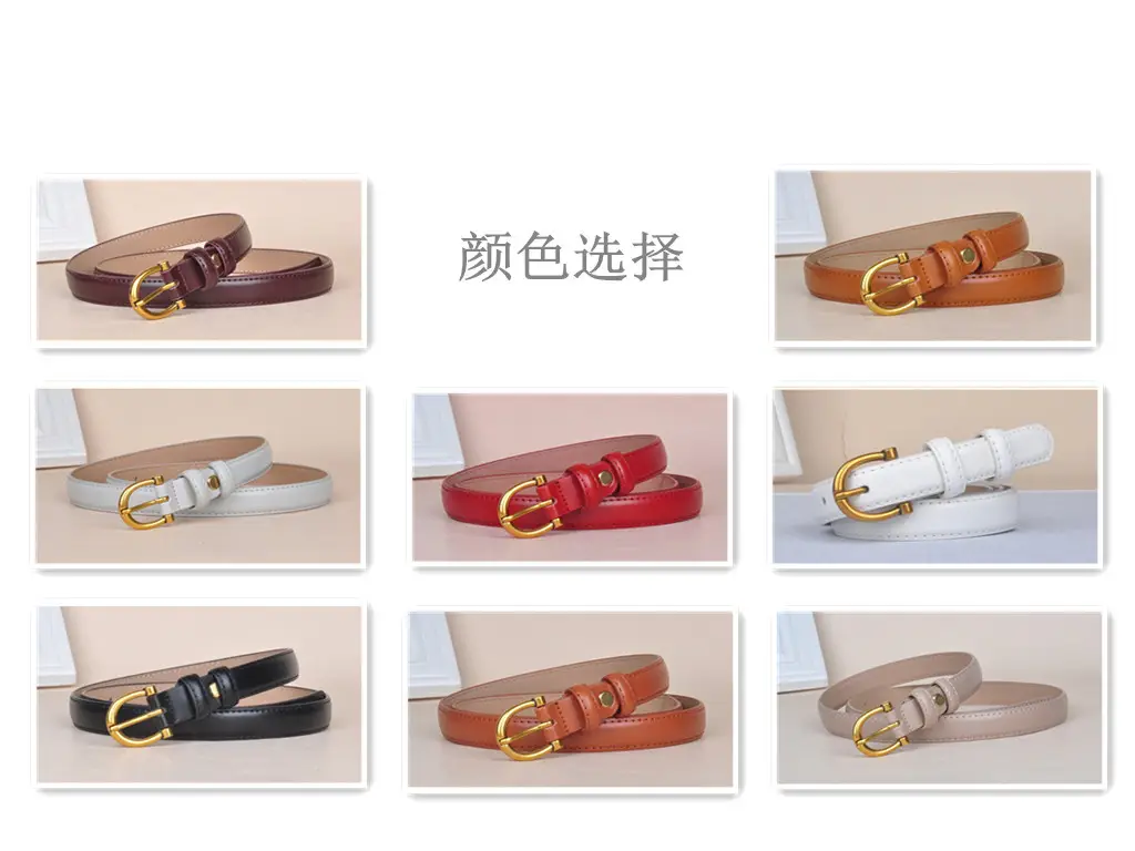 Korean Style Women's Leather Belt with Gold Buckle — feature 3