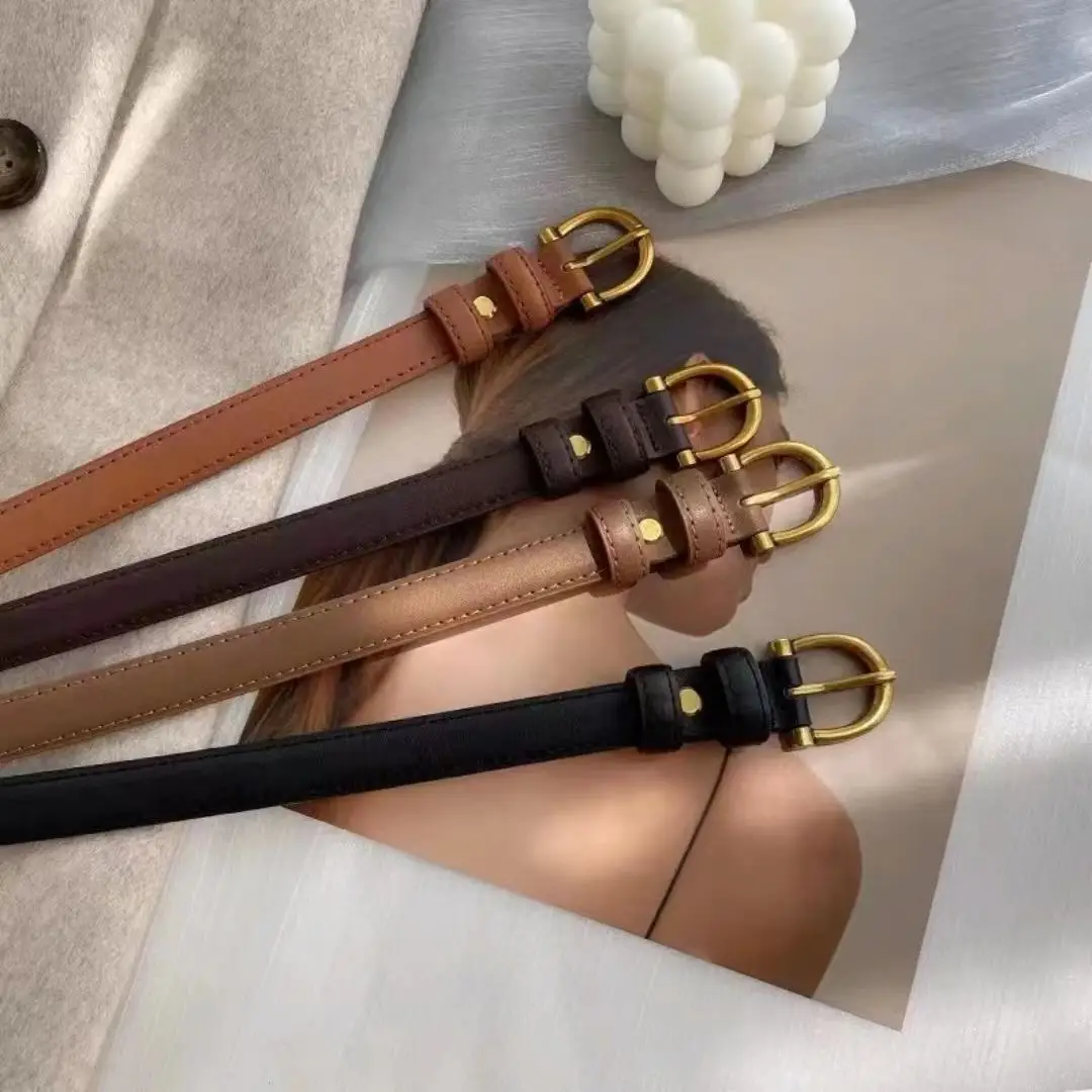 Korean Style Women's Leather Belt with Gold Buckle — feature 4
