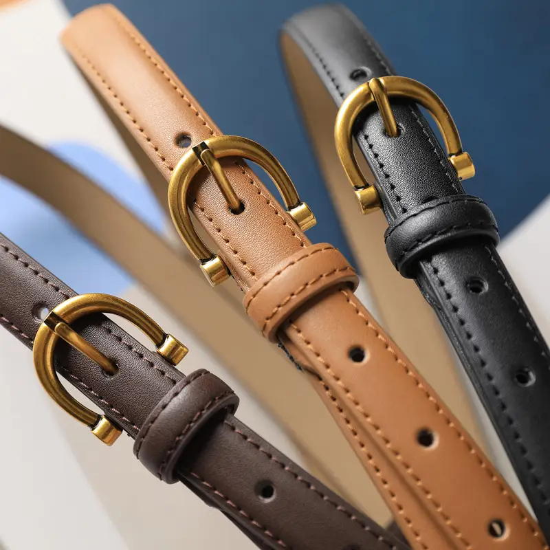 Korean Style Women's Leather Belt with Gold Buckle — feature 8