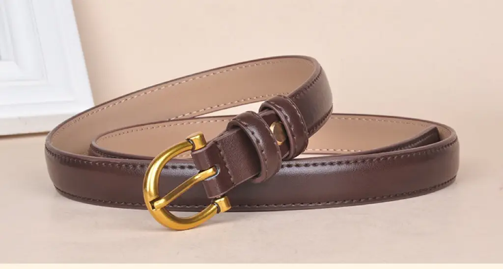 Korean Style Women's Leather Belt with Gold Buckle - Image 3