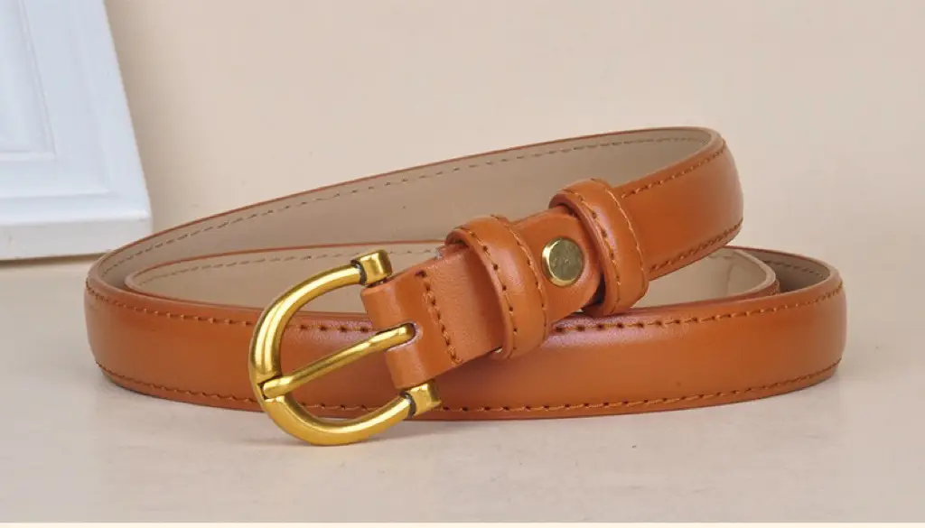 Korean Style Women's Leather Belt with Gold Buckle - Image 4