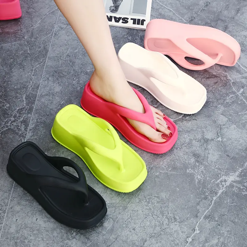 Women Neon Wedge Sandals Flat Heel