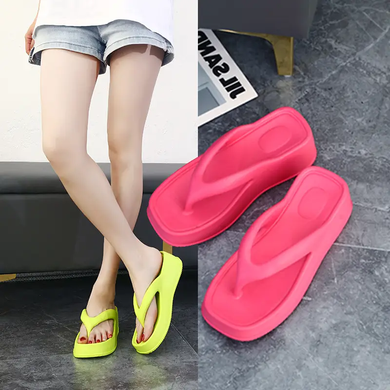 Women Neon Wedge Sandals Flat Heel