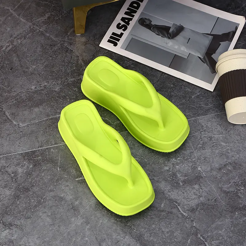 Women Neon Wedge Sandals Flat Heel