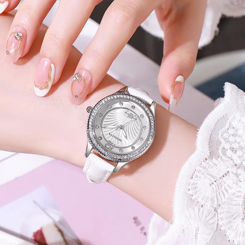 Women's Gypsophila Diamond Watch with Black Strap - Image 4