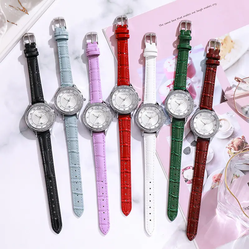 Women's Gypsophila Diamond Watch with Black Strap - Image 8