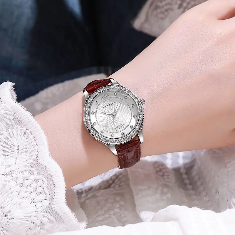 Women's Gypsophila Diamond Watch with Black Strap - Image 5