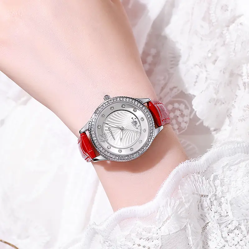 Women's Gypsophila Diamond Watch with Black Strap - Image 2