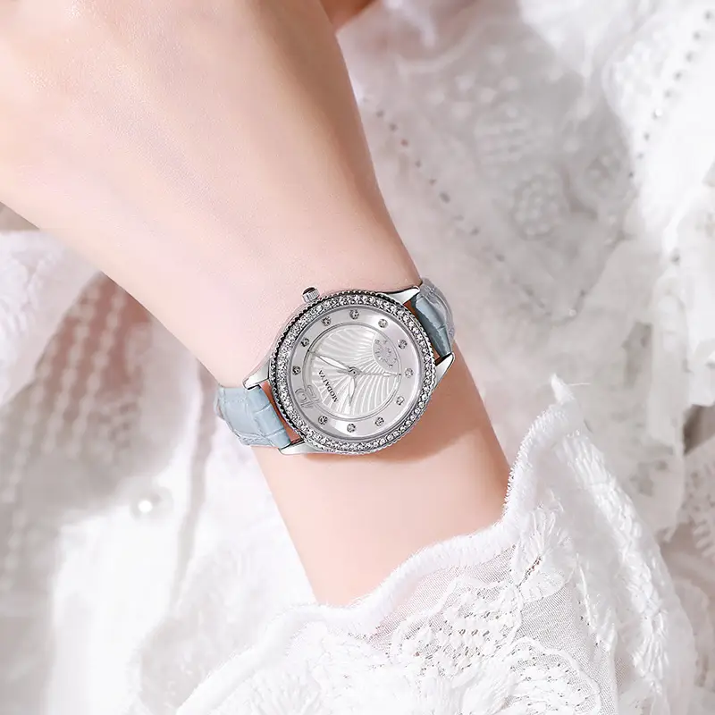 Women's Gypsophila Diamond Watch with Black Strap - Image 6