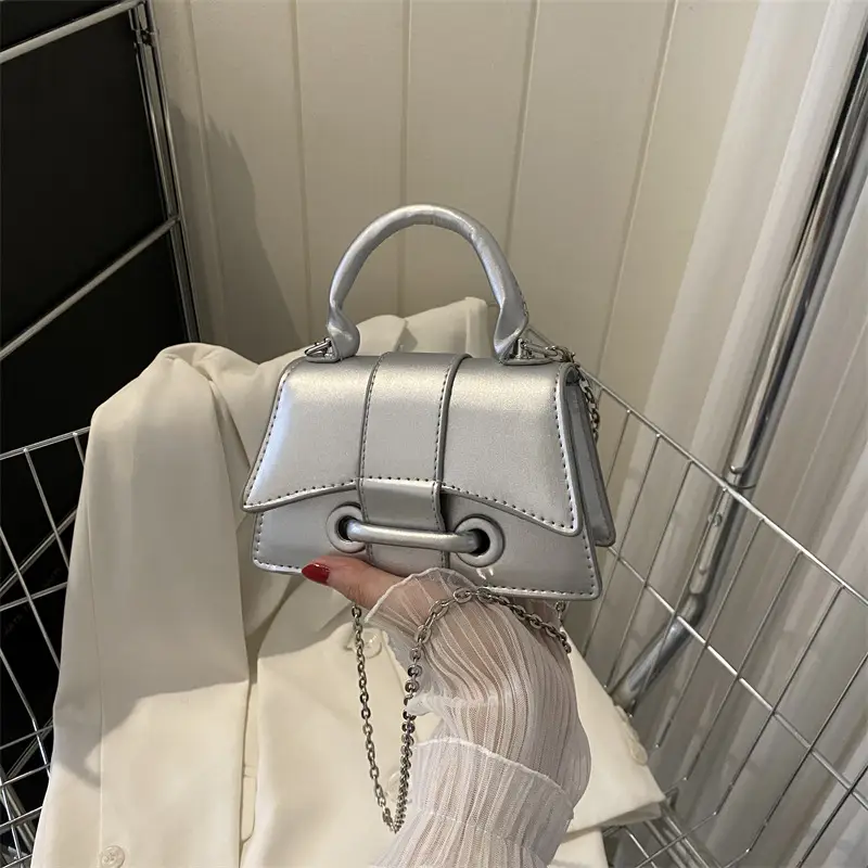 Silver Chain Handbag Small Western Style - Image 9