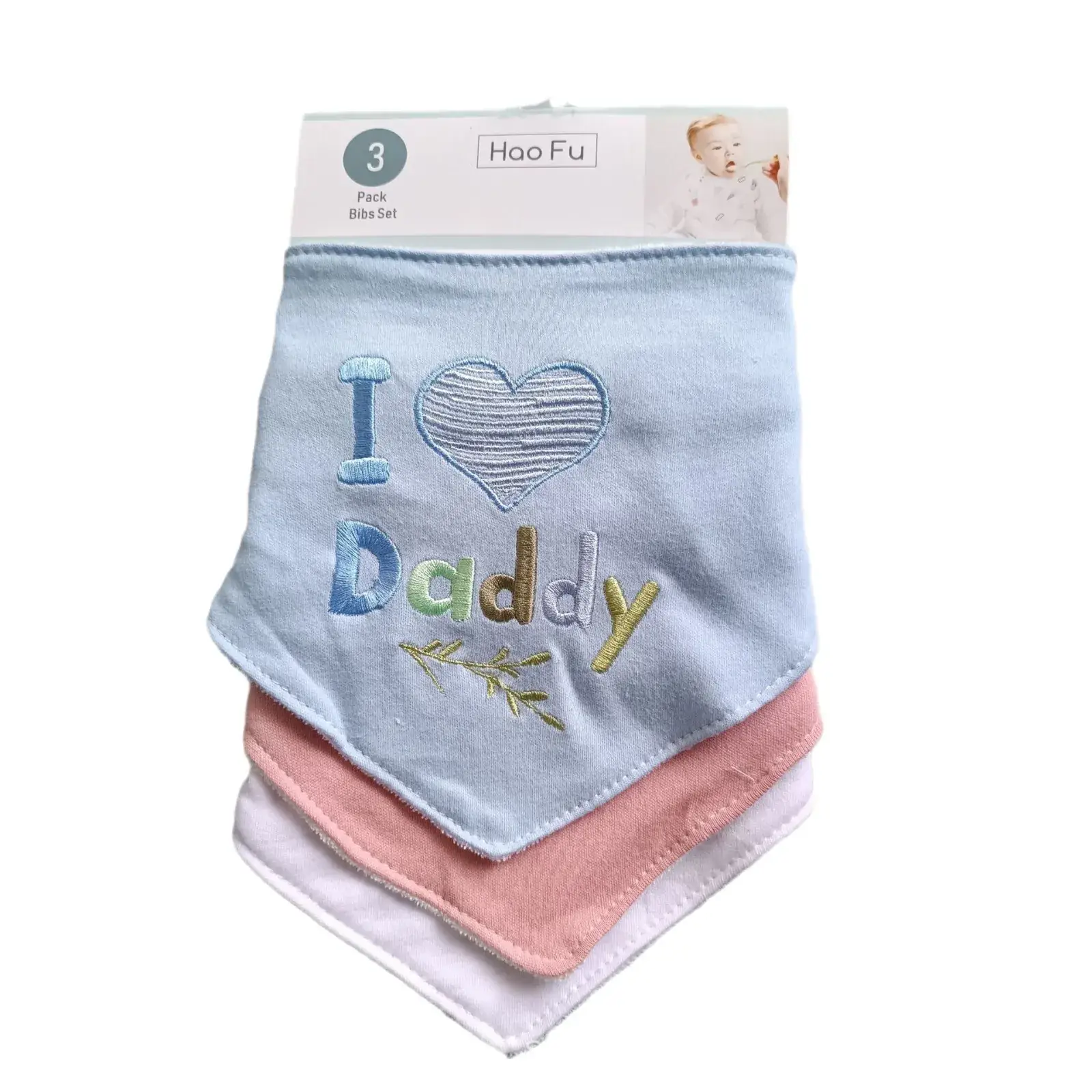 Baby Cotton Heart Design Towel Bibs 3 Pcs Set - Image 4