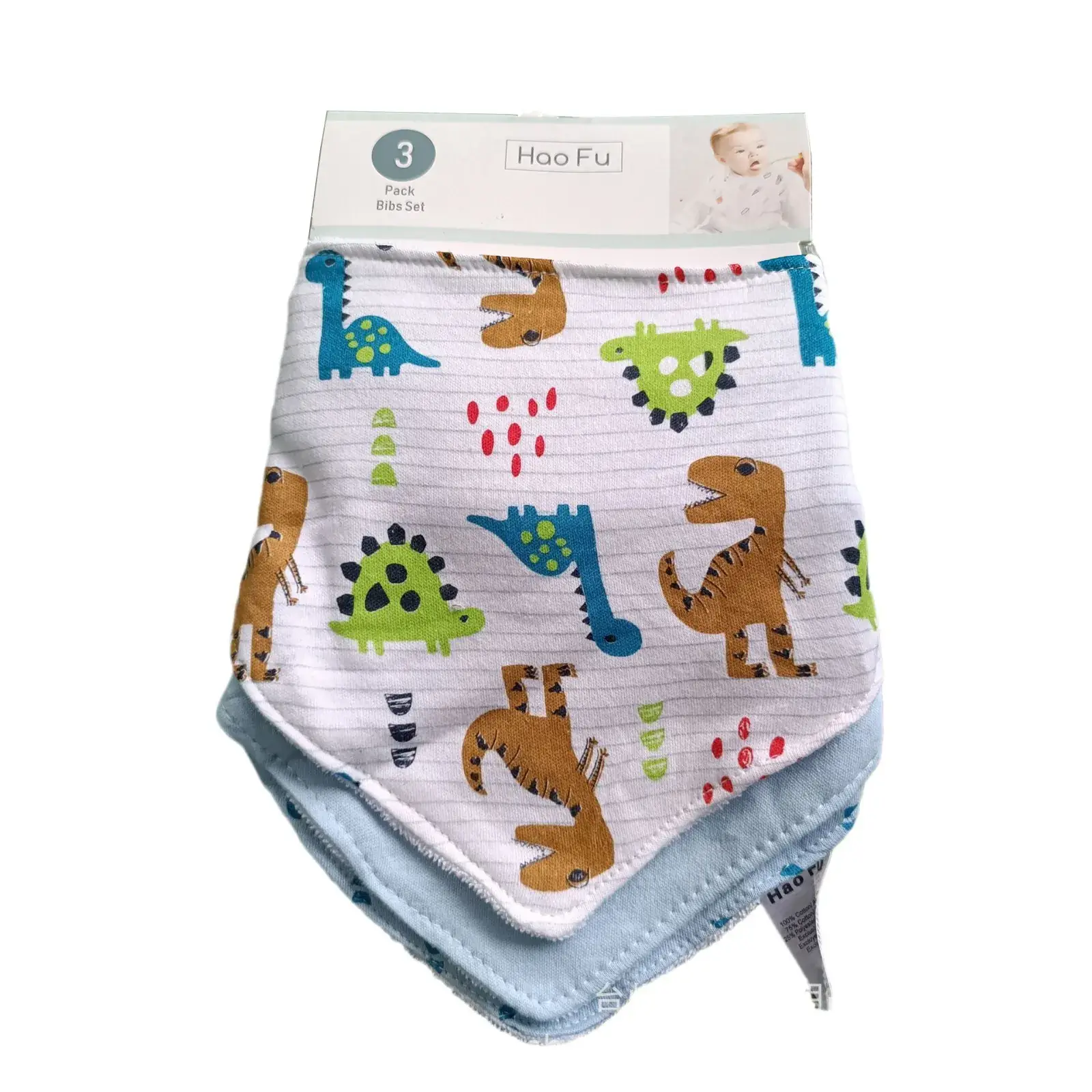 Baby Cotton Heart Design Towel Bibs 3 Pcs Set - Image 5