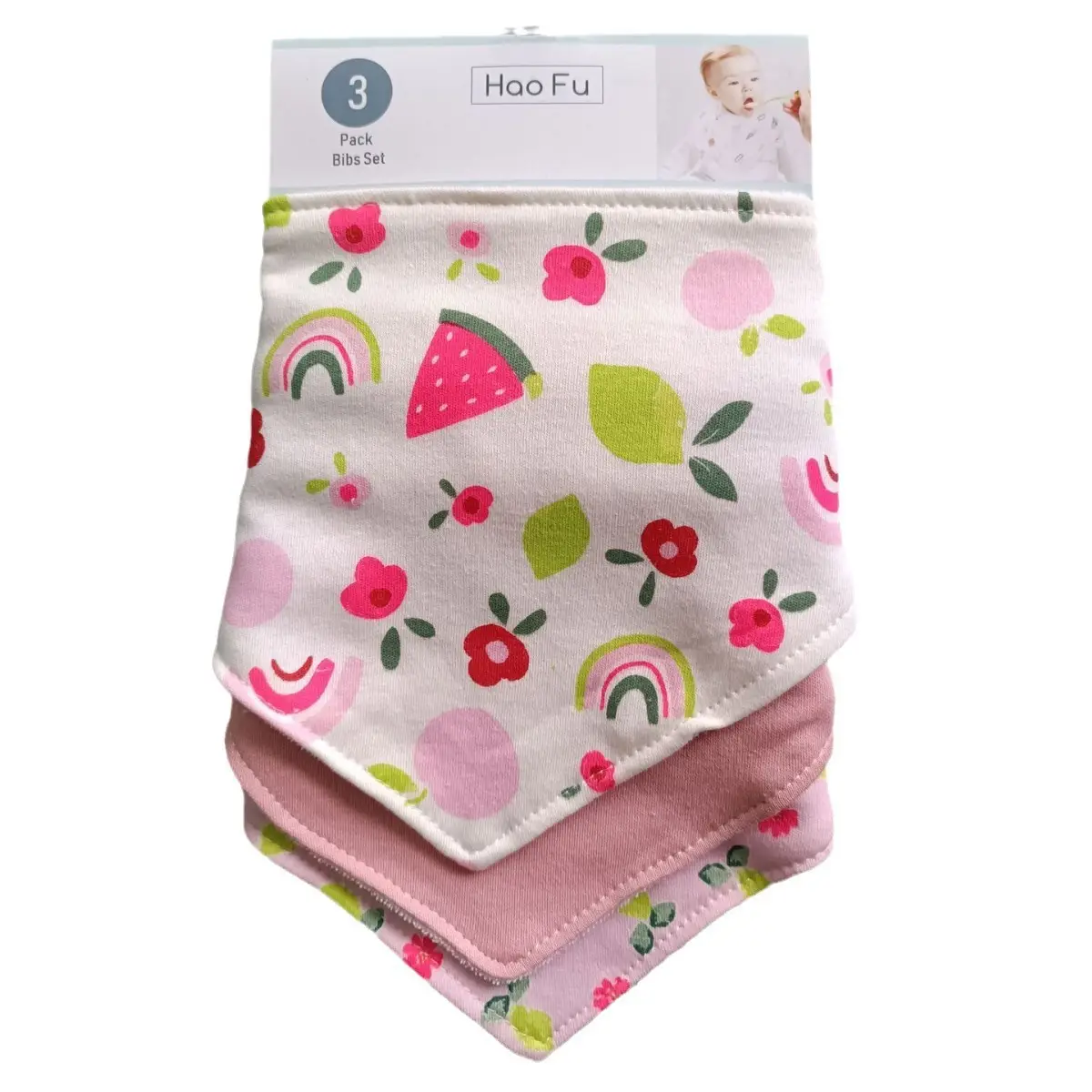 Baby Cotton Heart Design Towel Bibs 3 Pcs Set — feature 3