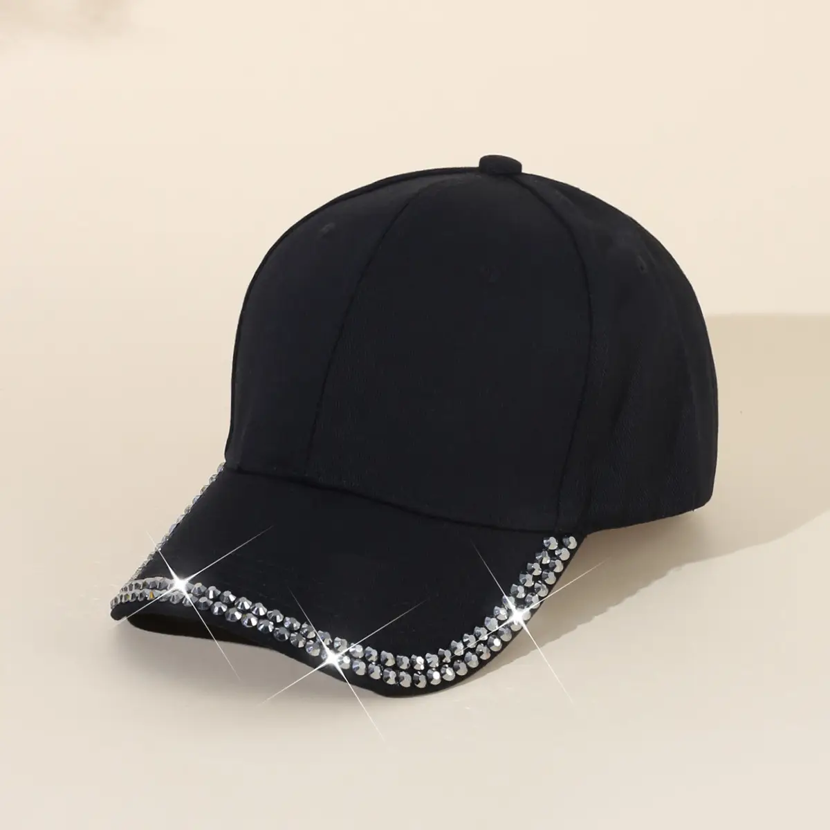 Women's Black Rhinestone Cap Summer Fashion — feature 6