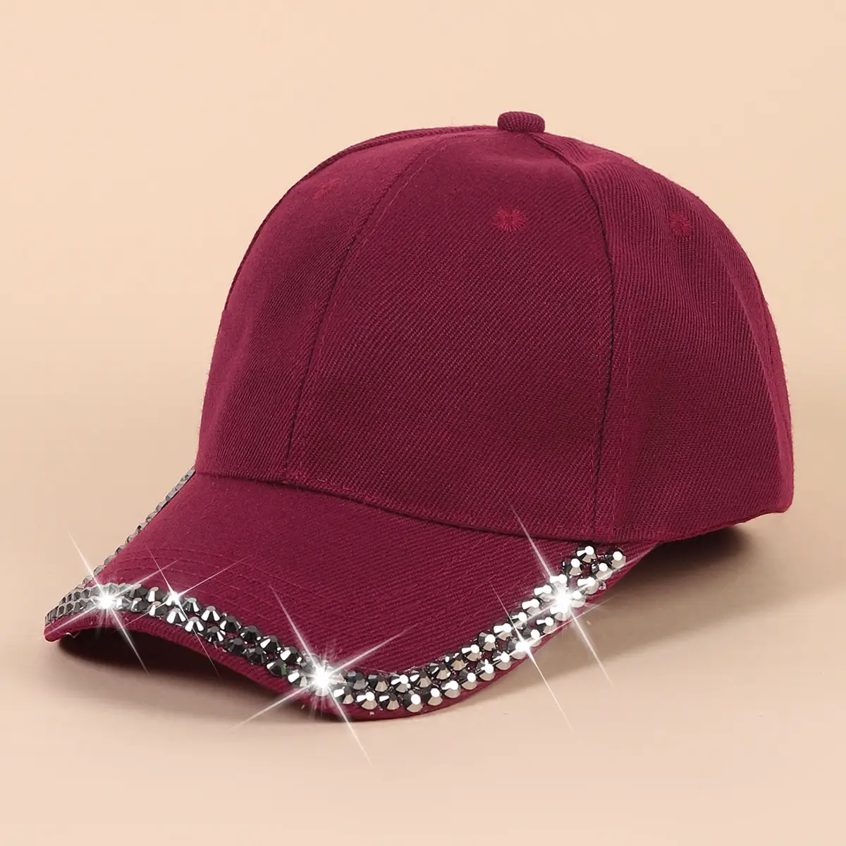 Women's Black Rhinestone Cap Summer Fashion - Image 3
