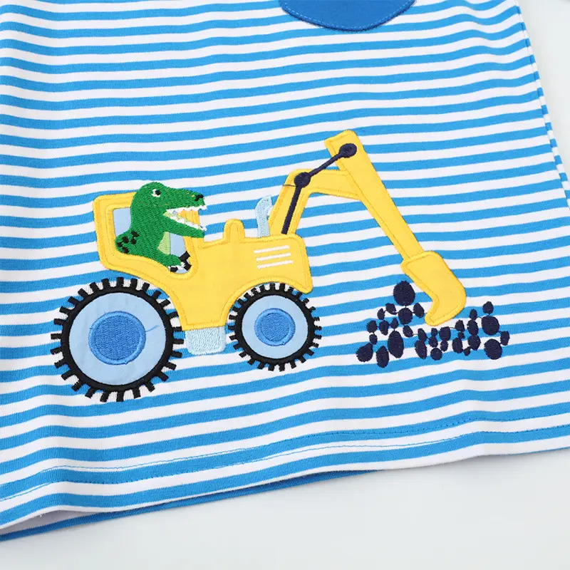 European American Long Sleeve T-Shirt Blue Striped Boys Girls