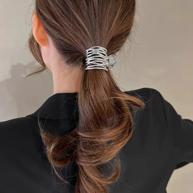 Metal High Ponytail Grabber Spring Clip Silver 2025 - Image 4