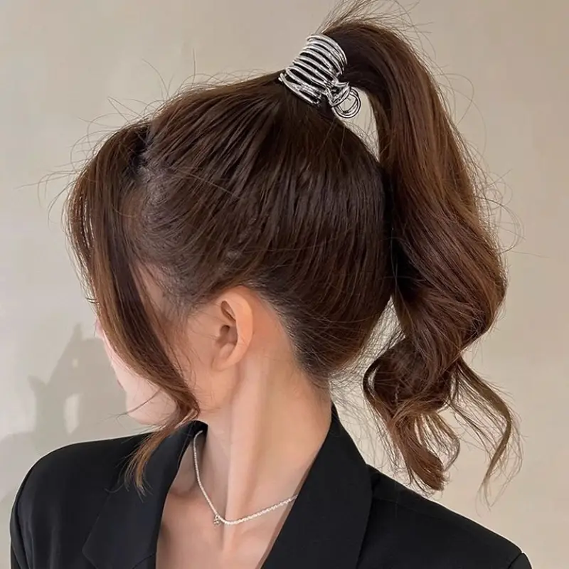 Metal High Ponytail Grabber Spring Clip Silver 2025 — feature 10